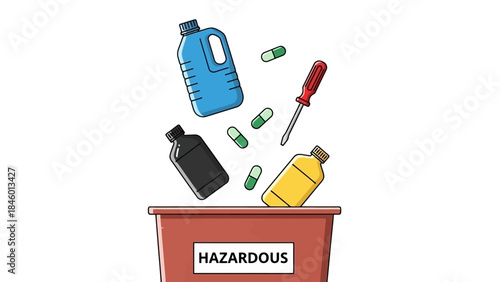 Hazardous Waste Disposal Concept, Discarding Toxic Materials and Medicines Safely