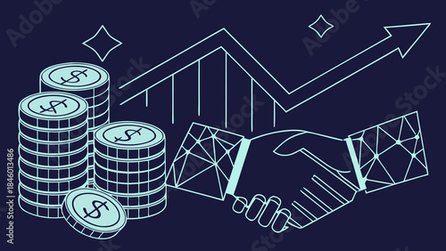 Financial Growth Business Partnership Success Agreement with vector illustration