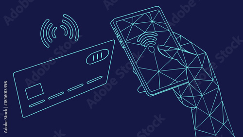 Contactless Payment Technology Mobile Digital Wallet Transaction with vector illustration