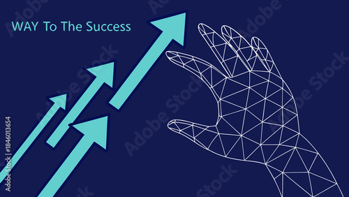 Digital Success Path, Business Growth, Technology Achievement Way with vector illustration