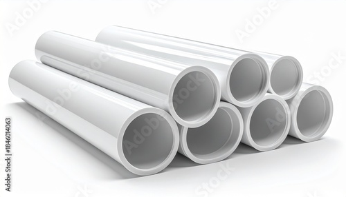 PVC Pipes for Construction Plumbing Isolated on White
