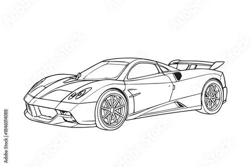 An elegant vector illustration of a sports car highlights sleek curves, aerodynamic lines, and a luxurious design, expressing speed, power, and modern automotive sophistication with style.