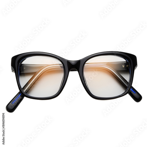 Modern Black Rectangular Reading Glasses Isolated on White