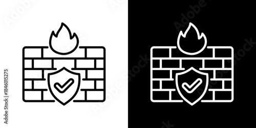 Firewall Icon Flat Style Vector Illustration