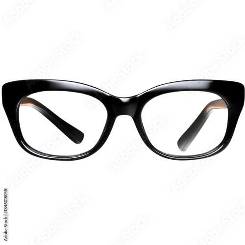 Modern Black Rectangular Reading Glasses Isolated on White