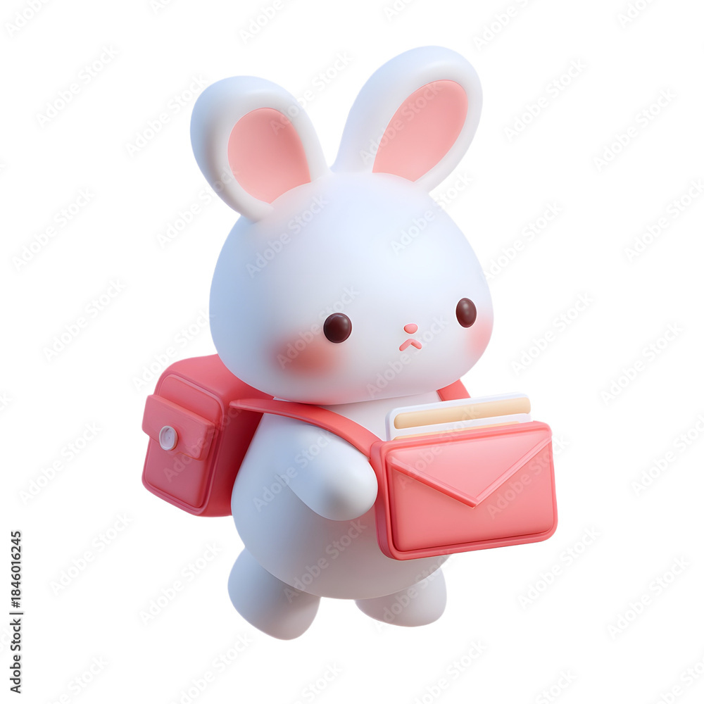 Obraz premium Bunny carrying gift box 3d easter icon