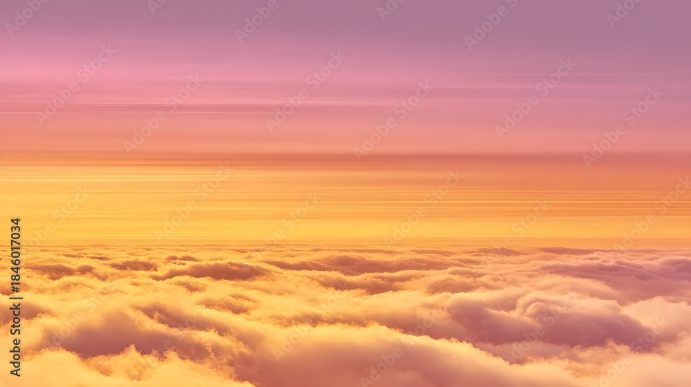 Obraz premium Horizon line features vibrant layered sky colors above dense atmospheric vapor