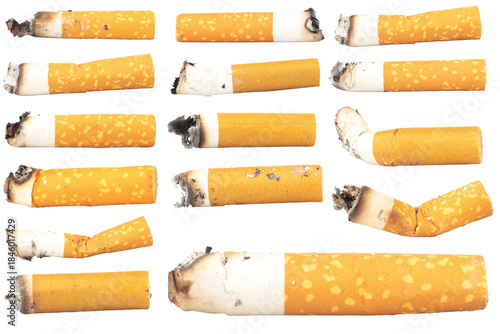 cigarette butts isolated on white background