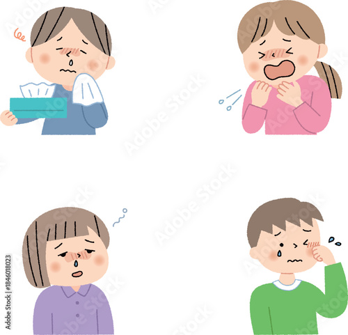 花粉症に苦しむ子供達セット