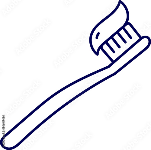 Vector of toothbrush with toothpaste. Brush with paste icon. Tooth Paste on Brush Icon. Toothbrush and toothpaste on a white background