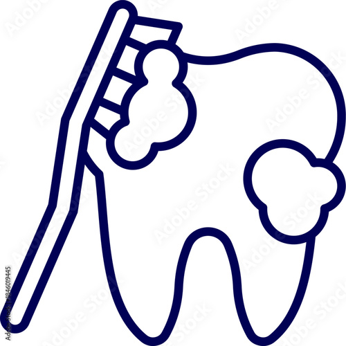 vector illustration of Brushing teeth. tooth getting brushed with a toothbrush illustration design. Icon of tooth getting brushed. 