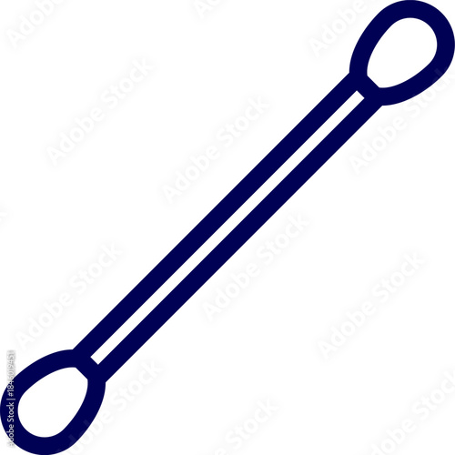 Single cotton swab outline on white background. Cotton buds icon thin flat outline style vector sign. personal care, beauty grooming, cosmetic removal, and hygiene related packaging design. 