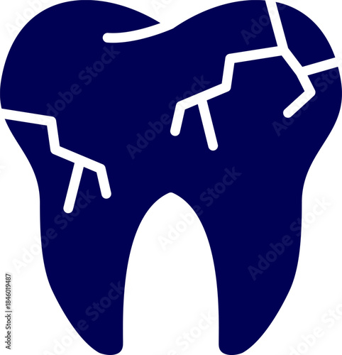 crack tooth silhouette vector. vector of dental injury or tooth decay. Dental health cracked tooth icon. 