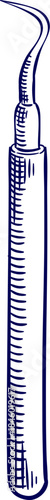 Hand drawing vector of Dental excavator. dental explorer probe tool icon. sketchy line art of dental instrument. Medical instruments. Isolated vector illustration.