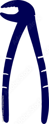 Dental extraction forceps silhouette vector. Icon of dental forceps tool. Detailed Illustration of a Surgical Dental Extraction Forceps Tool. 