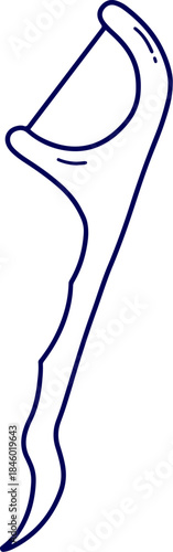 vector illustration of a dental floss pick. Line art and filled icon of dental floss pick.