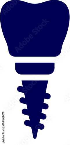 Dental implant silhouette vector on white background. Solid style dental implant logo, icon. Implantation dentistry and care to teeth. illustration. 