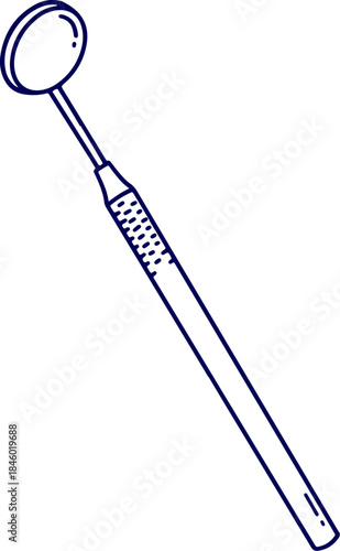 Dental mirror vector illustration. Line art vector of dental mirror. Icon of Dental Mirror Tool for Examination Illustration.. Dental mirror icon