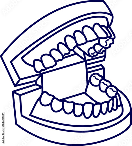 Vector of jaw with teeth. Open mouth dental model. Corrective Orthodontics. Dental care. Dental Model with Teeth for Dentistry and Education. 
