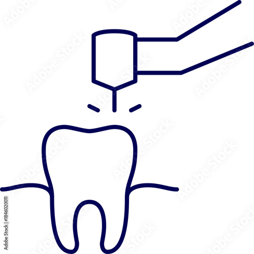 Tooth drilling vector illustration. Dental Drilling Illustration. Line icon of Tooth drilling. Outline of Tooth Drilling. Drilling Tooth Icon. Dental Tooth Drilling icon. Dental filling procedure