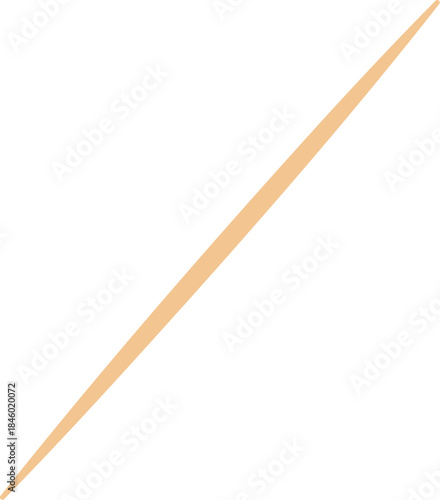 Single Bamboo wooden toothpick. Wooden toothpick. Sharp bamboo sticks for teeth. Wood skewer with pointed tip. Wooden toothpick isolated on transparent background.