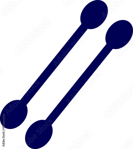 Silhouette of two cotton swab. Solid style Two cotton buds. Icon of Two cotton swabs. two ear swabs. 