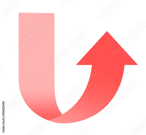 Free Download 大きくU字カーブを描き上昇する赤の矢印 - GFXLoad