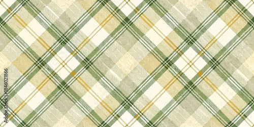 A sophisticated green and beige plaid pattern, showcasing a harmonious blend of colors and textures.