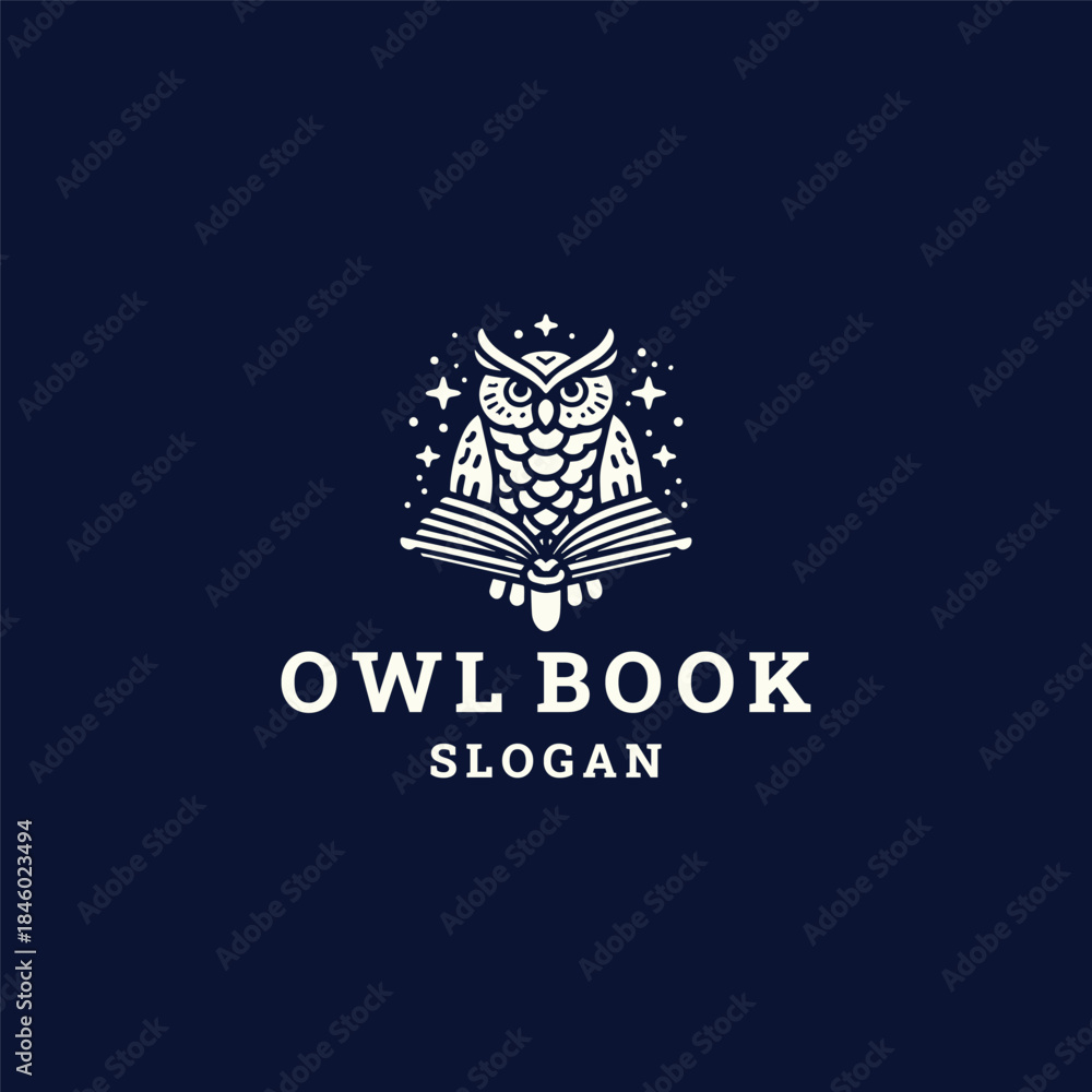 Obraz premium Owl book logo design template vector illustration