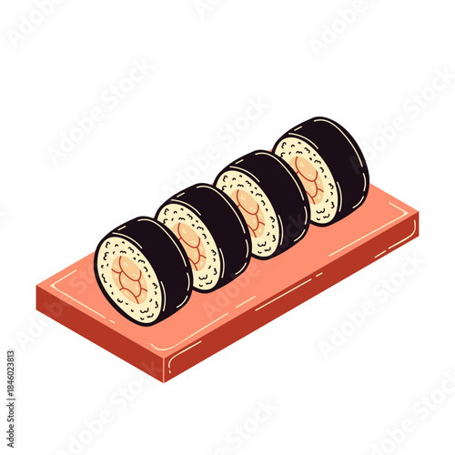 Simple Sushi Maki Rolls Cartoon