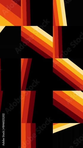 Vibrant orange and yellow geometric pattern on black background