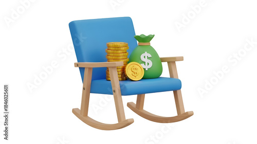 A conceptual 3d render illustrating retirement savings and financial planning for old age