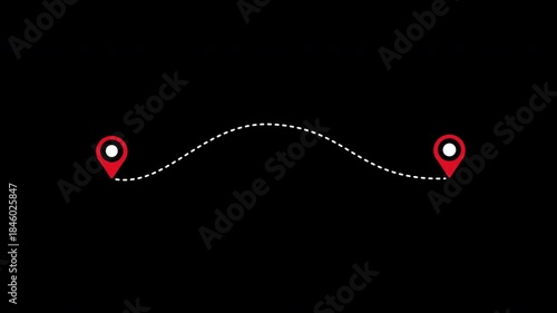 Animated air plane flight route with destination  two point and Travel dash route line, from one location to another location track. suitable for travel and  navigation. alpha channel only 4k
