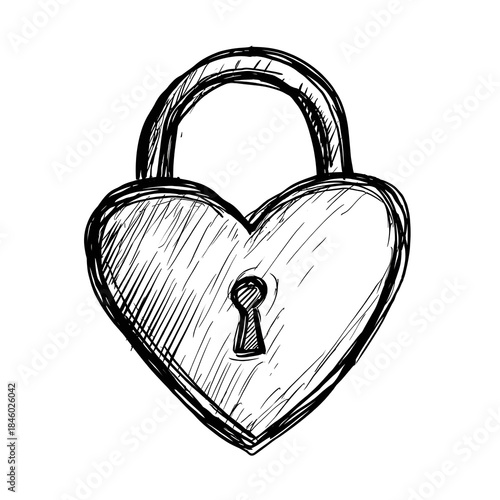 Heart lock love sketch illustration