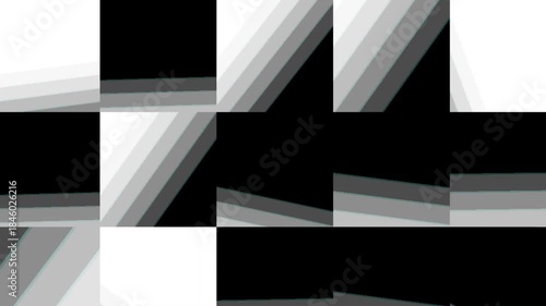 Geometric pattern with black, white, and gray shapes and lines