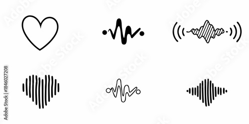 Heartbeat patterns and line art designs a visual representation of love s rhythm