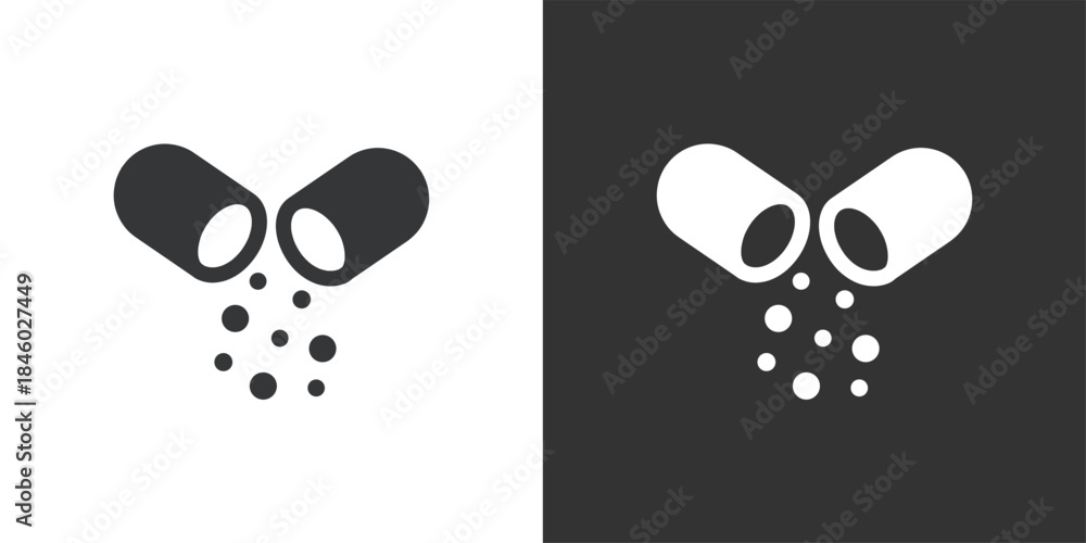 Fototapeta premium Open Capsule icon. Solid glyph series icon