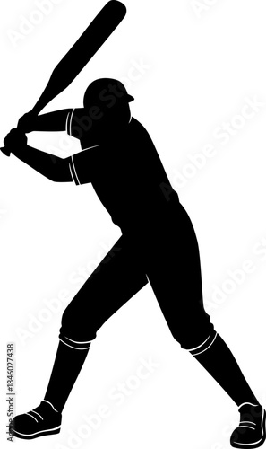 Silhouette Baseball Player Swinging Bat Illustration