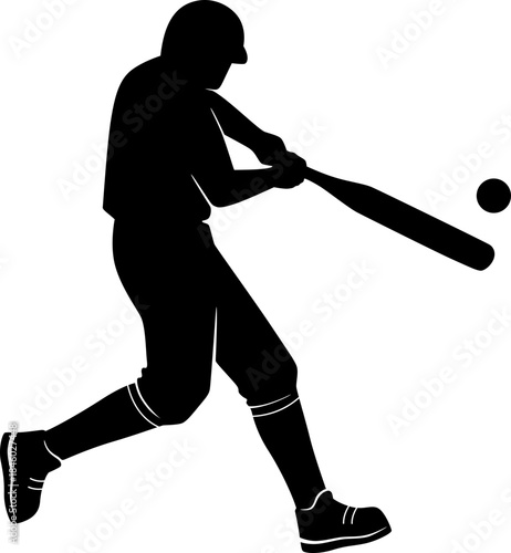 Silhouette Baseball Player Swinging Bat Illustration