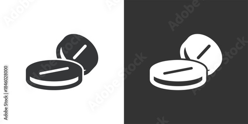 Two Round Medicine Tablets icon. Solid glyph series icon