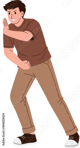 Man Pushing Pose Illustration