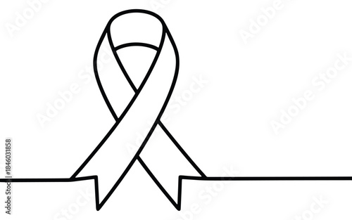 Elegant Continuous Line Art Awareness Ribbon Symbolizing Support
