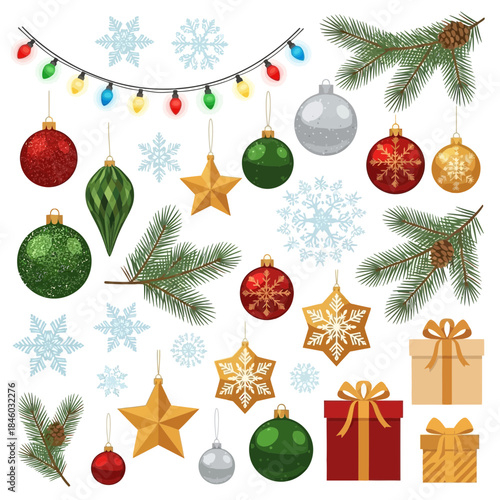 set of cute christmas elements