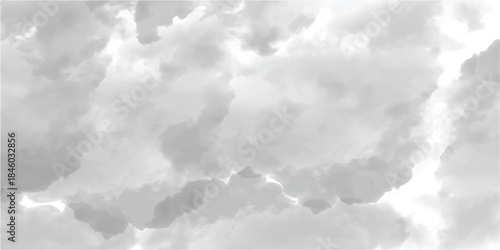Clouds and sky watercolor vector hand drawn vector illustration. Abstract black and white winter watercolor background. Sky pattern with snow. Light blue watercolour paper texture background.