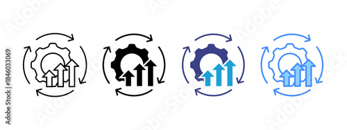Continuous Improvement icon set multiple style collection