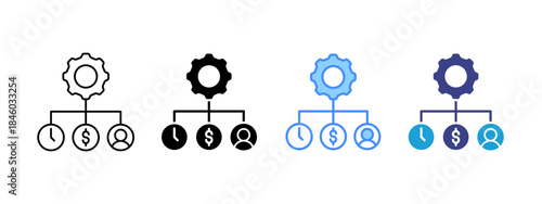 Allocation icon set multiple style collection