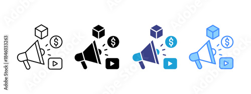 Marketing icon set multiple style collection