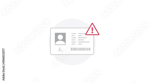 4k Identification Card with Warning. ID Verification Error Issue Concept Animation Video