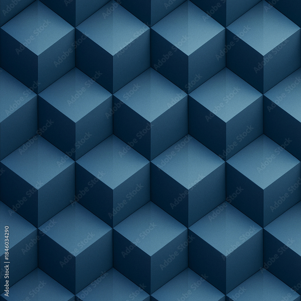 Obraz premium Seamless Pattern 3D Rhombuses Navy Blue Light Blue Gradient