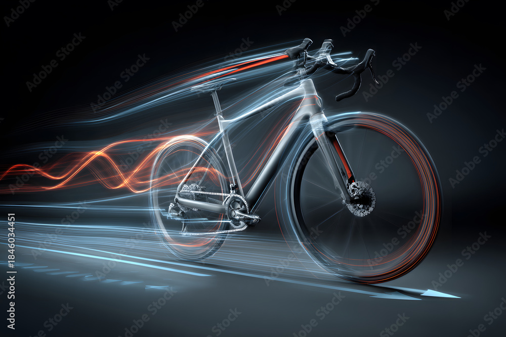 Fototapeta premium High-speed bicycle with dynamic motion effects showcasing speed and design